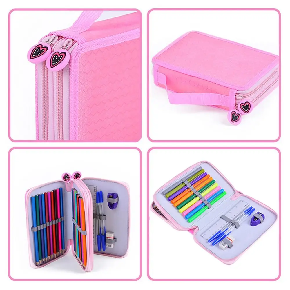 High Quality Polyester Pencil Case Double-Layer 32-Holes Pencil Pouch Multi-function Portable Stationery Pouch