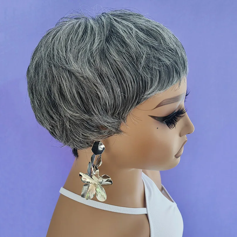 Short Gray Synthetic Wig for Women