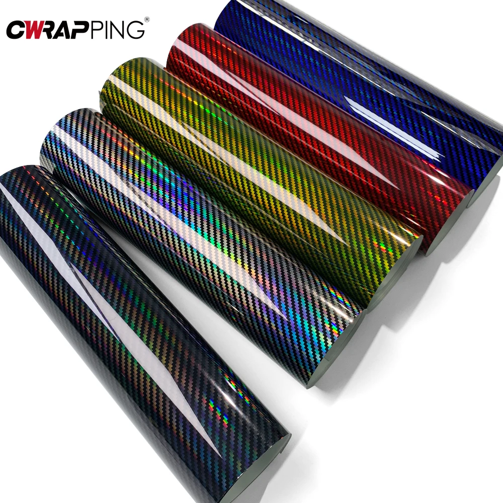 Carbon Faser Aufkleber Laser Regenbogen Glanz Auto Vinyl Wrap Tuning Film Air Release Blase Wasserdicht Aufkleber für Auto Zubehör
