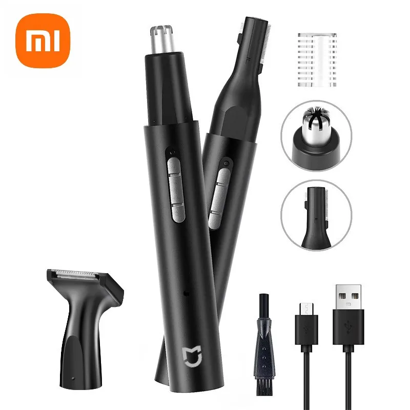 Xiaomi Mijia Elektrischer Nasen-Ohr-Haarschneider für Männer, schmerzlos, wiederaufladbar, für Koteletten, Augenbrauen, Bart, 3-in-1-Haarschneidemaschine, Rasierer