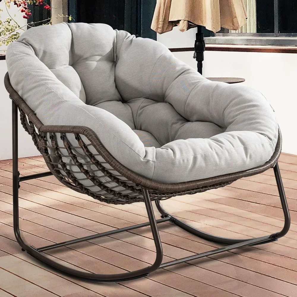 

Outdoor Patio Rocking Chairs, Oversized Rock Chair Indoor with Padded Cushion - Rocker Egg for Front Porch, Garden.