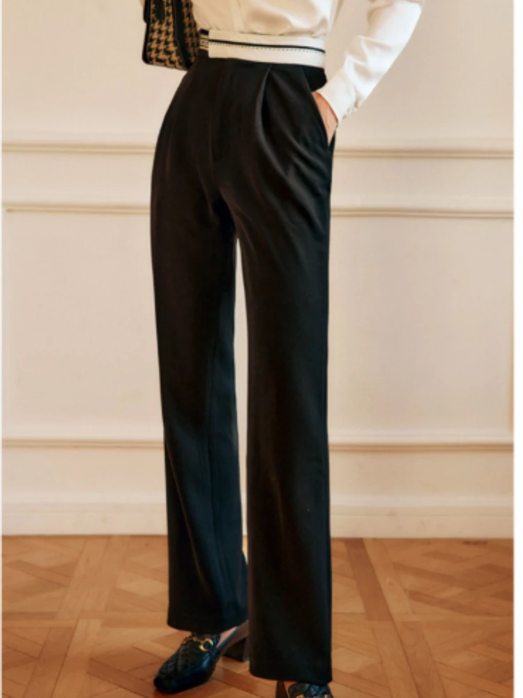 

OLrain Casual Pants Women's Summer 2025 New Office Lady High Waist Thin Fashion Temperament Design Wide Leg Pants O22CK00531