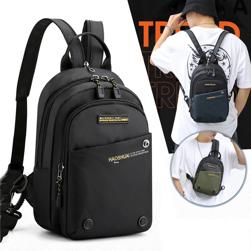 Small Nylon Backpack Rucksack Knapsack for Men  Casual Travel Male Messenger Cross Body Chest Pack Bags Daypack