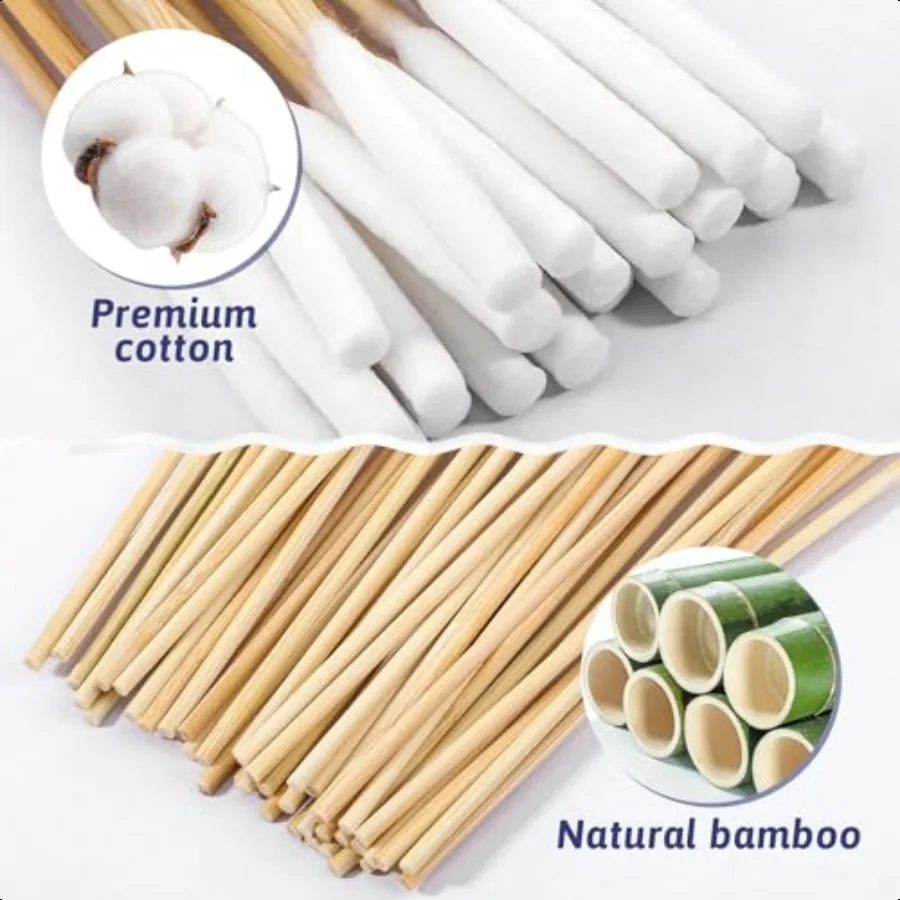 500PCS Long Large Cotton Swabs 6 Inch LintFree Dog Ear Cleaning Q Tips Bamboo Handle Soft Gentle Swab for Medium Large Pet Care