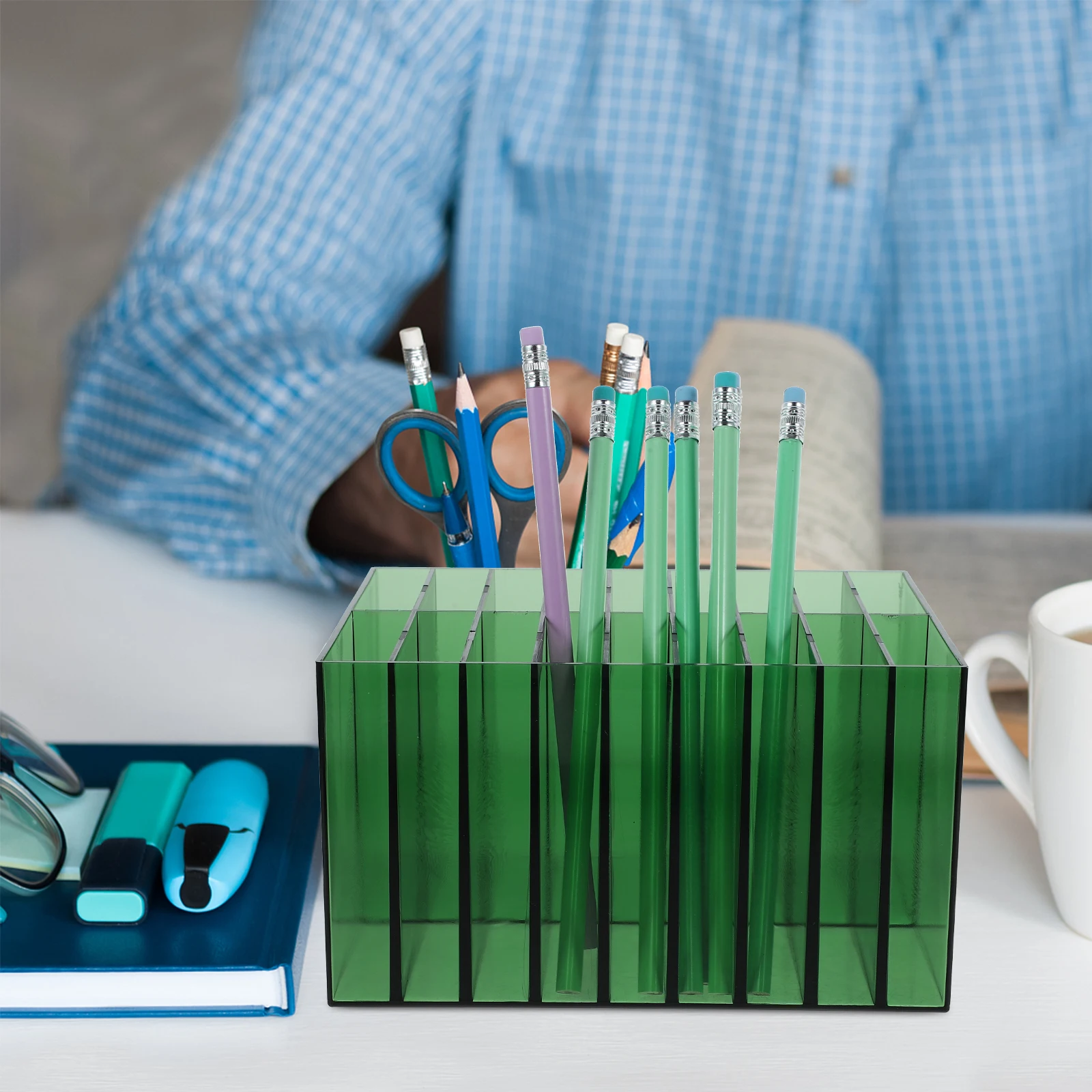 

Office Storage Organizer Marker Box Pen Holders Large Capacity Penholder Green Pot