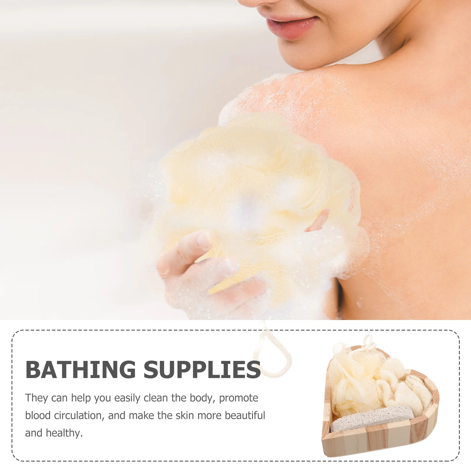 

1 set 1 Set Heart Shaped Bathing Scrubber Body Exfoliating Tools Reusable Shower Rubbing Set Home Bath Supplies Bathing Tools