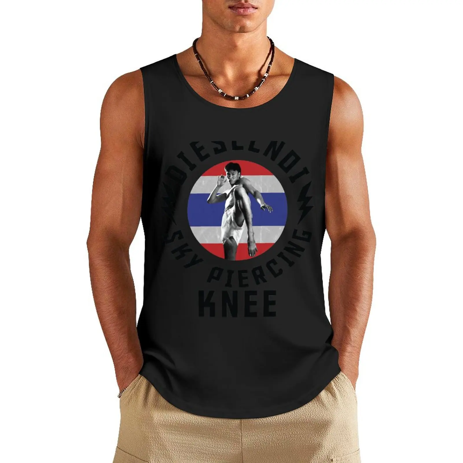 Sky Piercing Knee Dieselnoi Muay Thai Tank Top singlet for men Male clothes