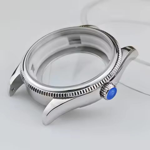 39mm 1908 Fluted Watch Case Fit 28.5-33mm Dial Leather Strap Suitable For Seiko NH35/36 Movement Mineral Crystal Mod Parts