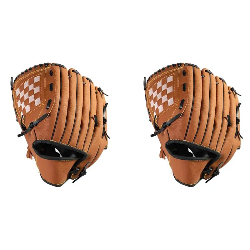 

HOES-2X 2 Colors Baseball Glove Softball Practice Equipment Right Hand For Adult Man Woman Train,Brown 10.5 Inch