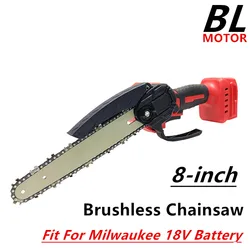 For Milwaukee 18V Battery 8-inch Brushless Chainsaw Cordless Electric Chain Saw Cutter Pruning Logging Woodworking Power Tools