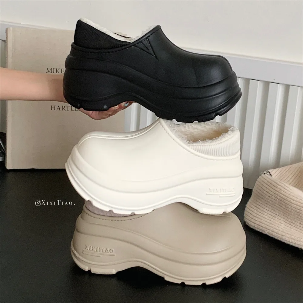 

Fashionably Simple Anti-Slip Waterproof Winter Cotton Shoes Women'S Outerwear Warm Cotton Slippers
