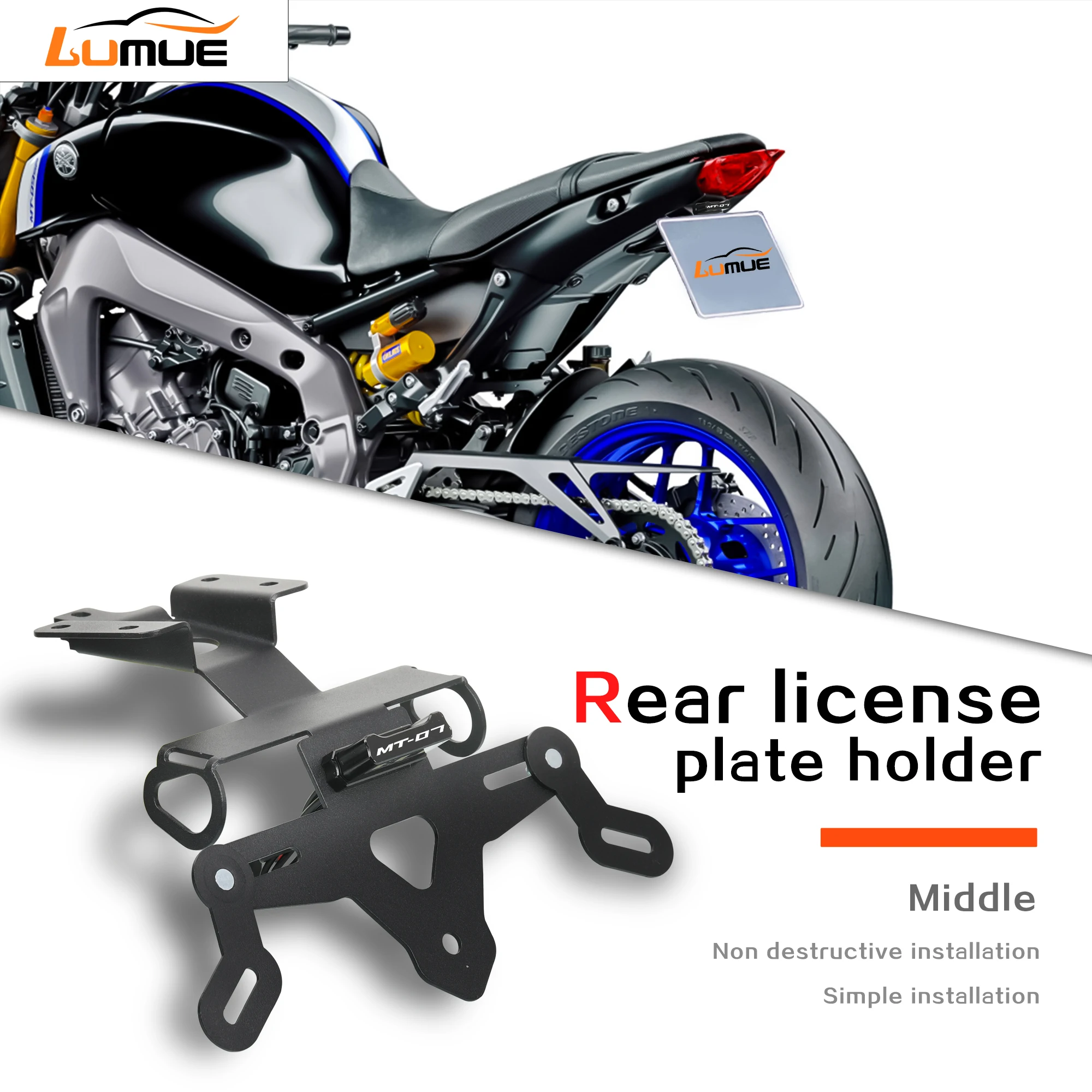 

For Yamaha MT 07 MT07 2014-2019 2020 2021 2022 2023 Motorcycle Accessories Rear License Plate Mount Holder Turn Signal Lights