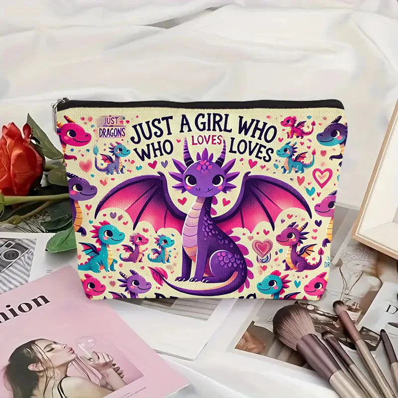 Un sac de maquillage sur le thème du dinosaure – jolie pochette multifonctionnelle à fermeture éclair pour femmes, sac de rangement de bijoux