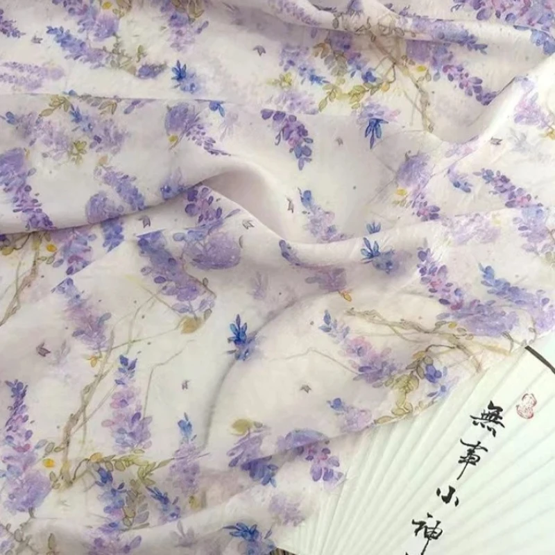 

Digital Printed Cotton Fabrics - Romantic Wisteria for Dress and Cheongsam, 145x50cm