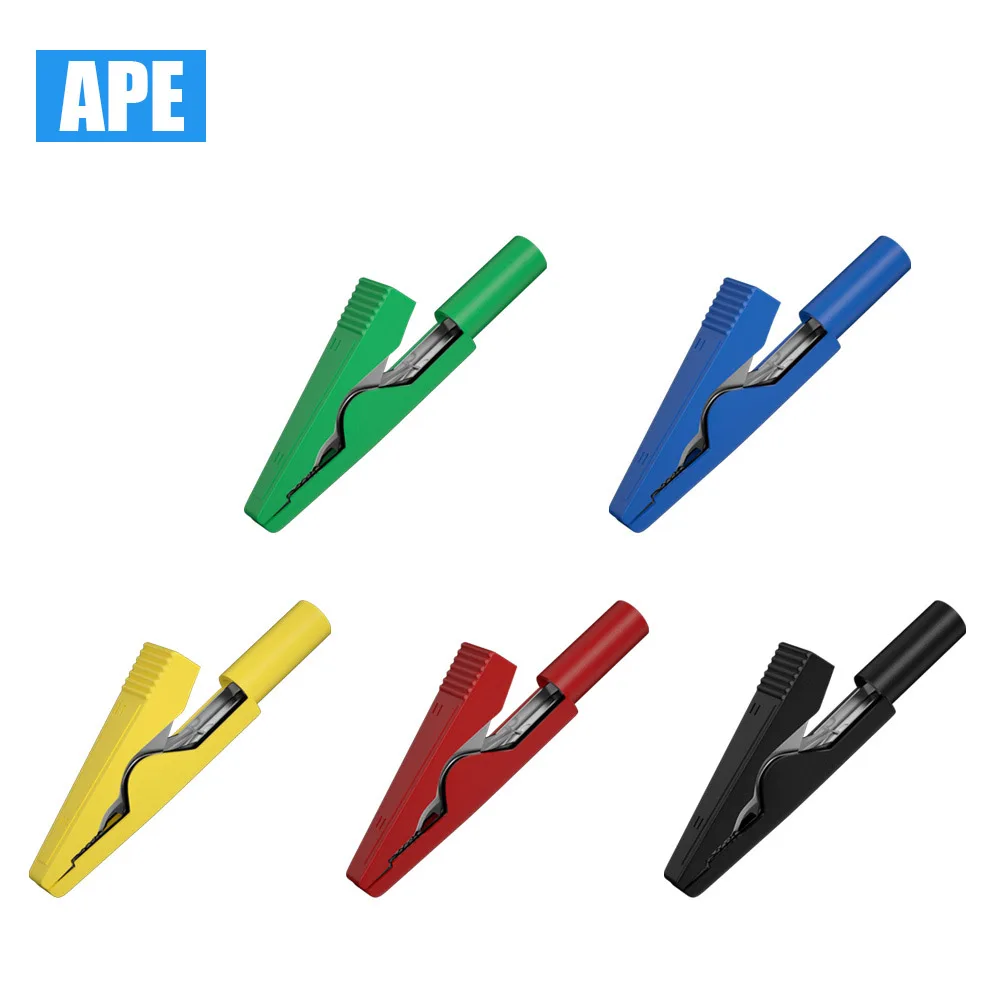 5pcs Alligator Clips with 2mm Socket Insulation Metal Crocodile Clamp Test Accessories for Multimeter