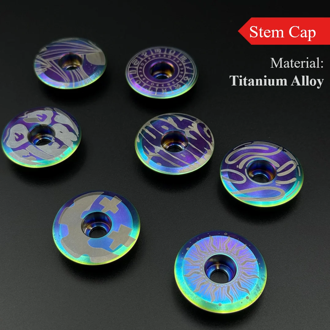 1pc Bicycle Titanium Alloy Stem Cap, Headset Top Cover, With Titanium Alloy Bolt, Suitable for 28.6mm Front Fork, Colorful