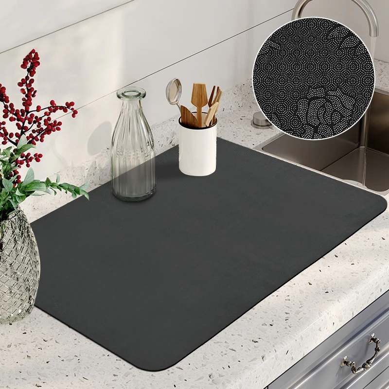 Kitchen Absorbent Mat Coffee Mat Quick Dry Dish Drying Mat Anti-slip Kitchen Drain Pad Tableware Mat Insulation Mat