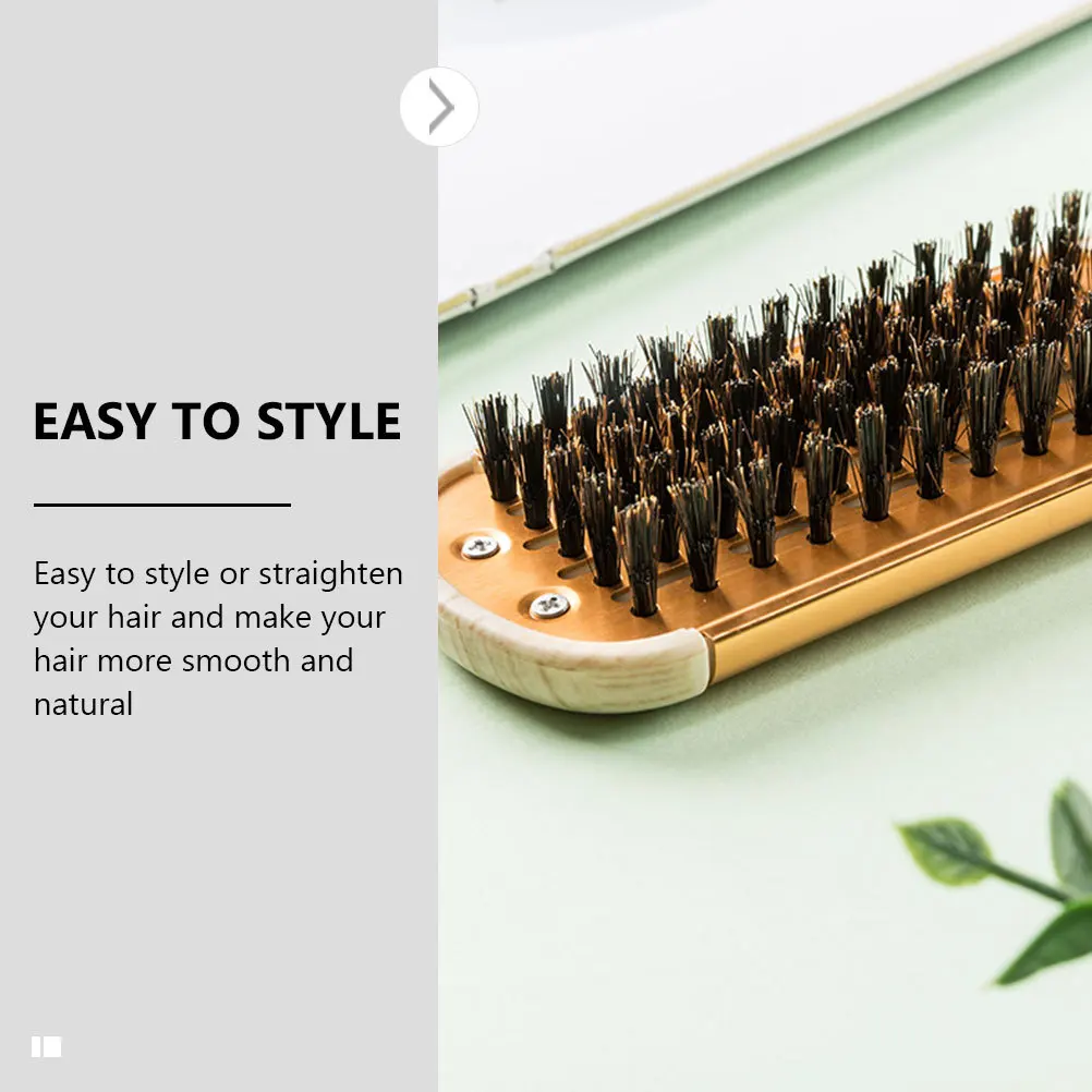 

Straightening Hair Golden Bristle Brush For Smooth Natural Finish Home Salon Use V Shaped Flat Iron Comb Tool Hair