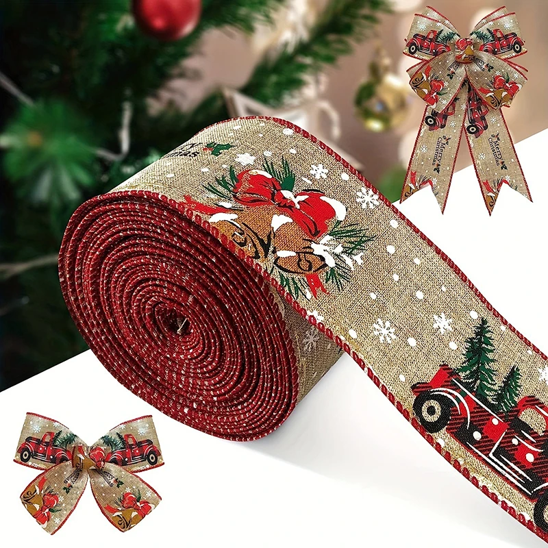 1Roll Christmas Ribbon Stamp Home Party Supplies Christmas Decoration Christmas Tree Decoration Car Accessories DIY