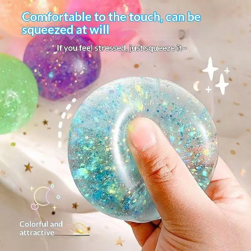 Stress Ball Slow Rebound Colorful Glitter Maltose Squeeze Toy for Kids Birthday Gift School Anxiety Relief