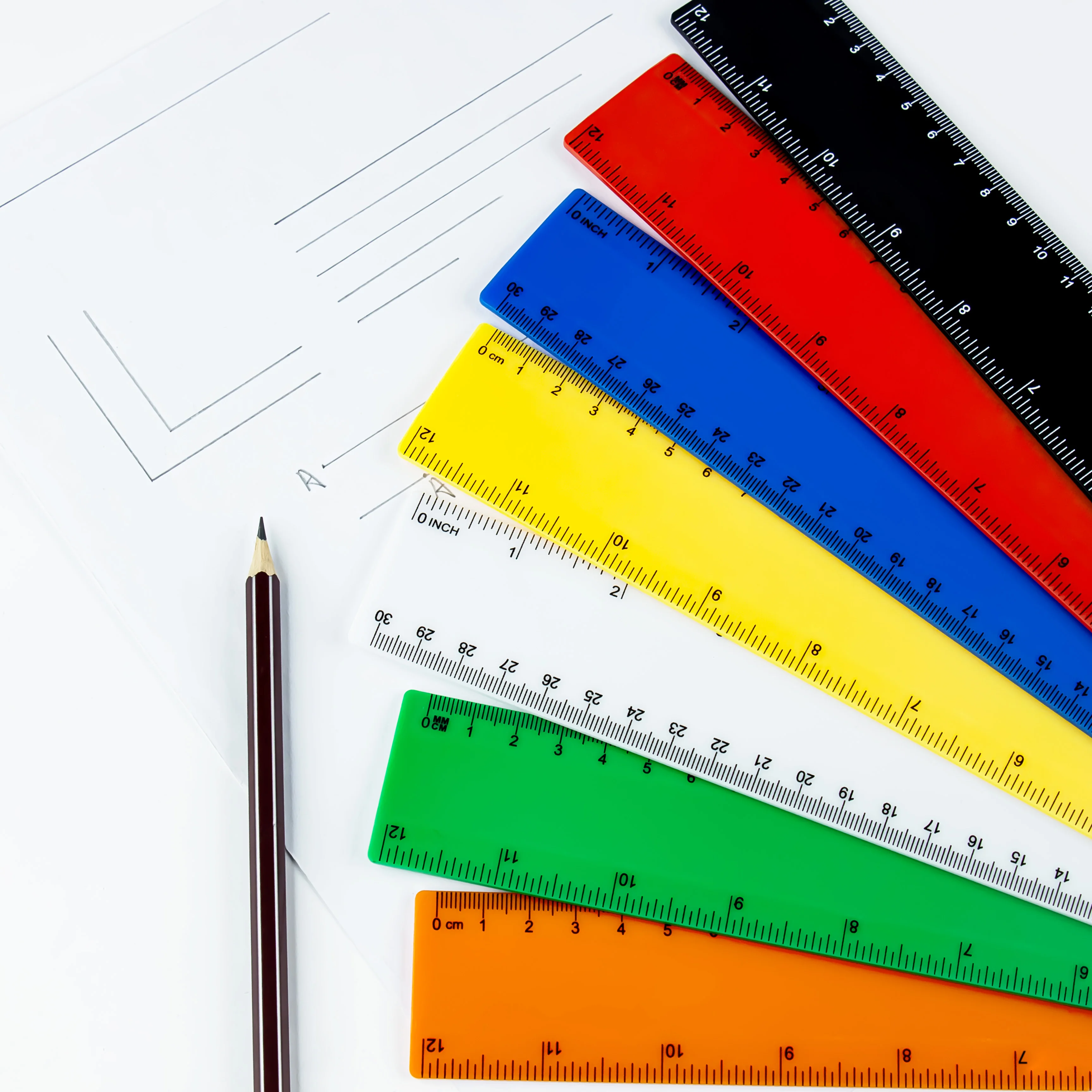 30cm Solid Color Straight Ruler, Clear Scale Plastic Measuring Ruler, School Stationery Back to School Gifts for Students