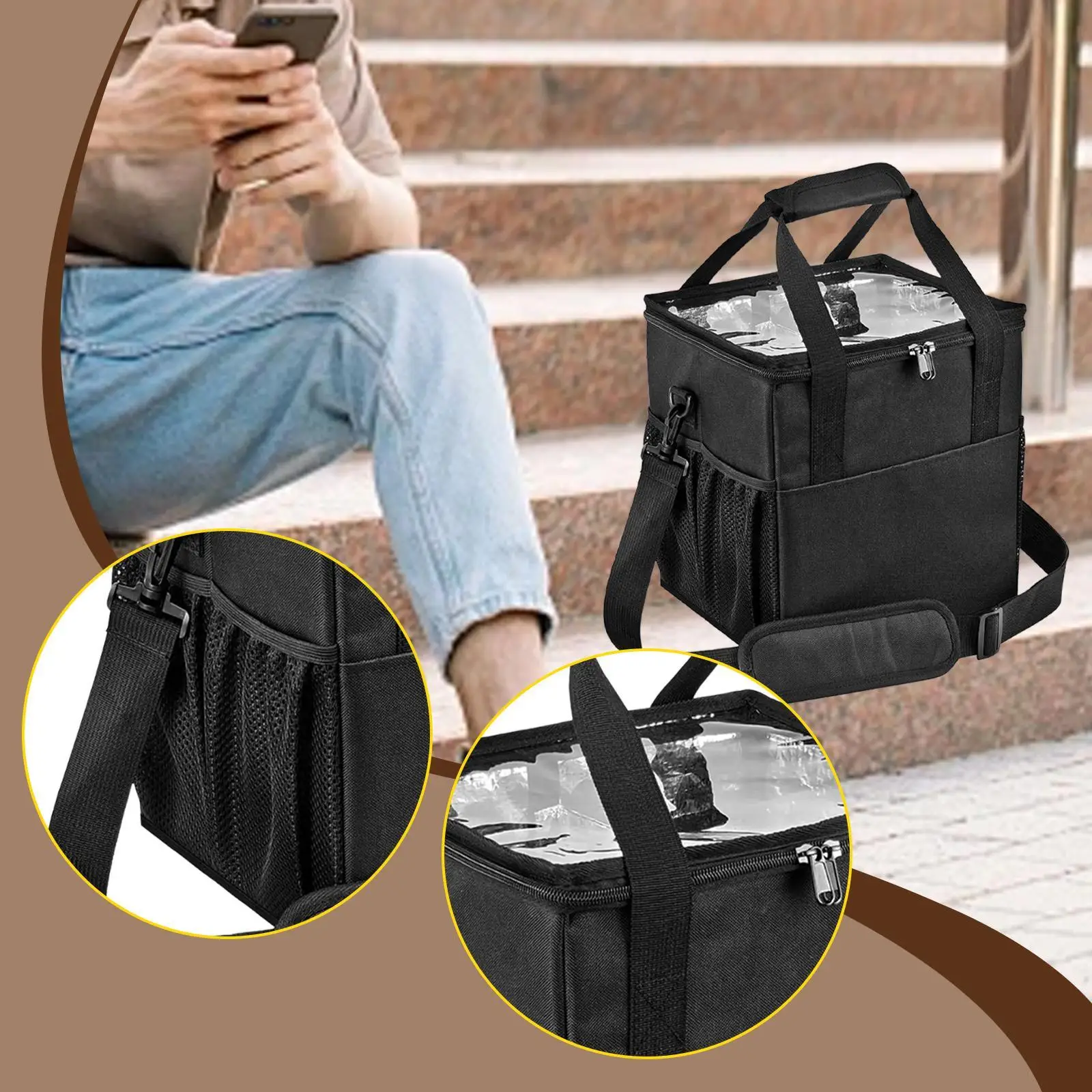 4 Cups Drink Carrier with Handle Easy to Carry Nylon Removable Dividers Beverage Holder Carrying Case Drink Holder for Daily Use