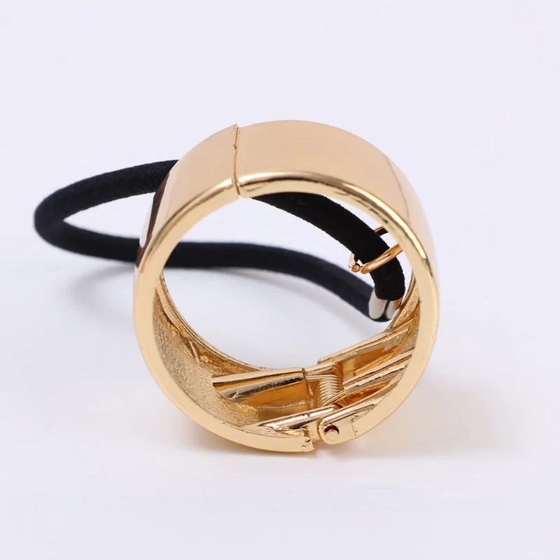 12 Colors Metal Chic Hair Clip Woman Girls Plastic Elastic Ponytail Holder Hair Cuff Wrap Tie Band Ring Rope Hair Accessories