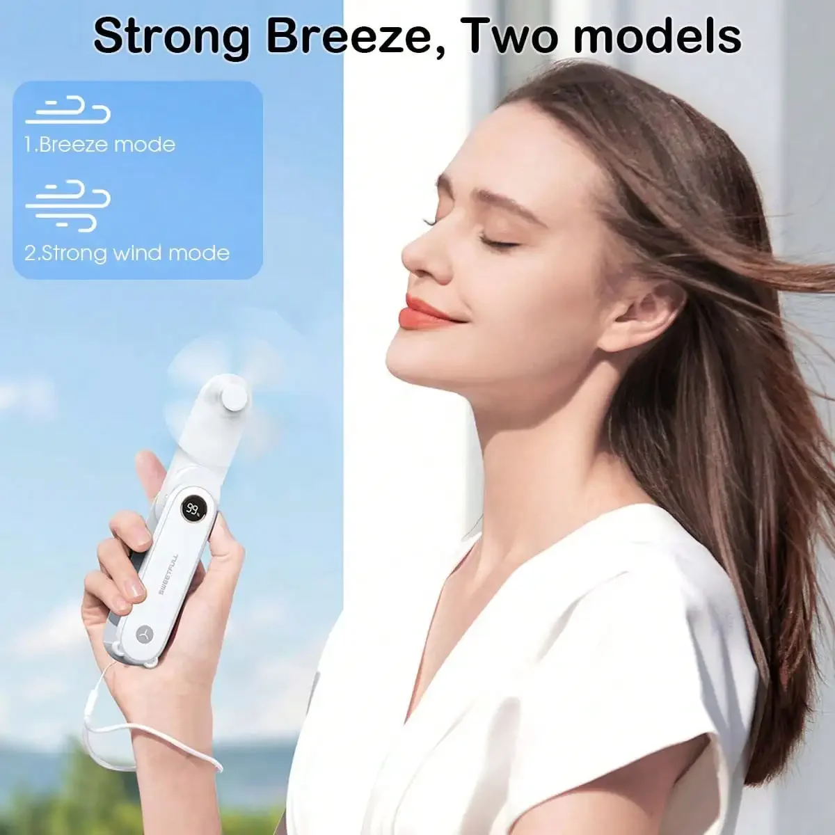 

sweetfull Portable Handheld Mini Fan, Foldable Fan, USB Rechargeable Personal Travel Fan With LED Display, Emergency LED Flashlight, Small Air Cooler, Suitable For Desk, Office, Bedroom, Outdoor Travel, Camping, Dorm, Father's Day Gift,Spring Summer Picks