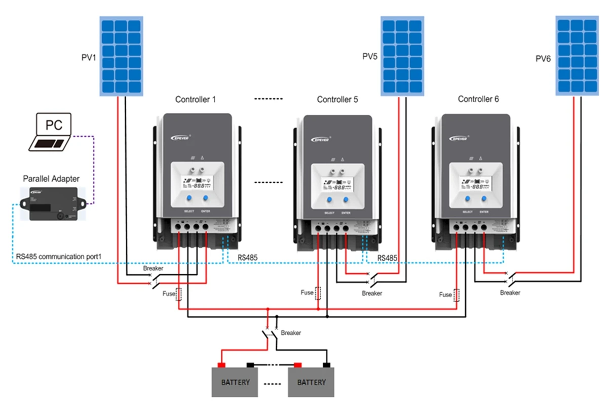 Imagem -02 - Controlador Carga Solar Mppt Epever-mppt Controlador de Carga Solar Regulador Automático Max pv 150v 200v Tracer an Mt50 100a 80a 60a 50a 12v 24v 36v 48v Controlador de Carga Mppt