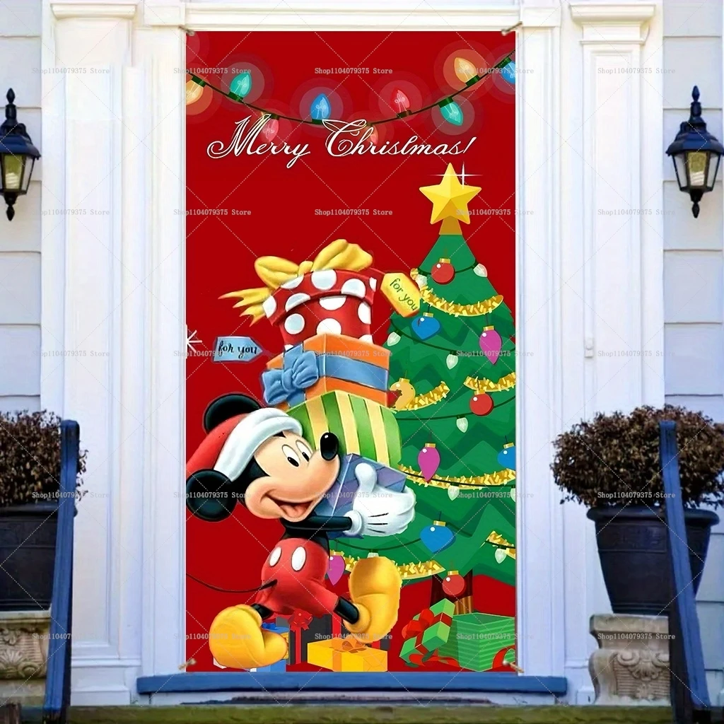 Disney Mickey Party Door Decoration Door Cover Banner Christmas Gift Photography Background Indoor And Outdoor Porch Decoration