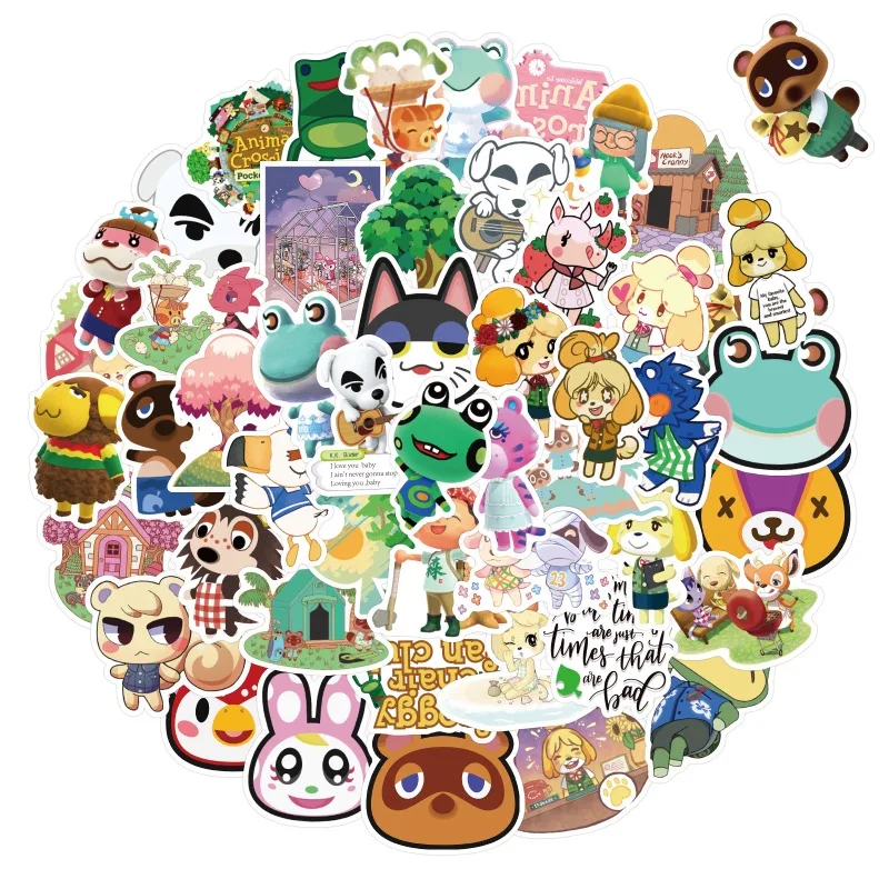 50pcs/set Animal Crossing Stickers Anime Figure Decals Laptop Guitar Motorcycle Car Phone Waterproof Sticker Kids Toys Gifts