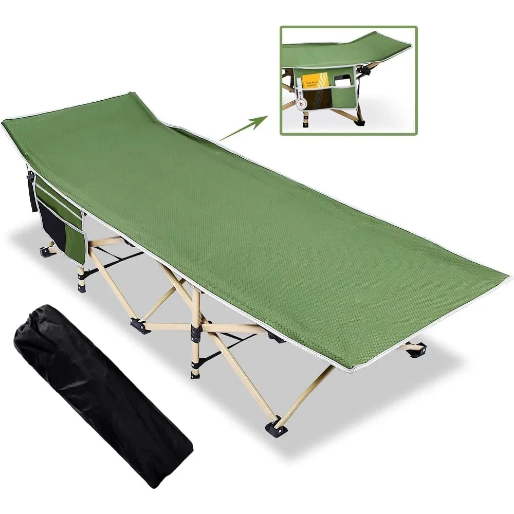 

Camping Cots for Adults Camp 2 Side Pockets for Sleeping 450LBS(Max Load) Portable Folding Cots Extra Wider