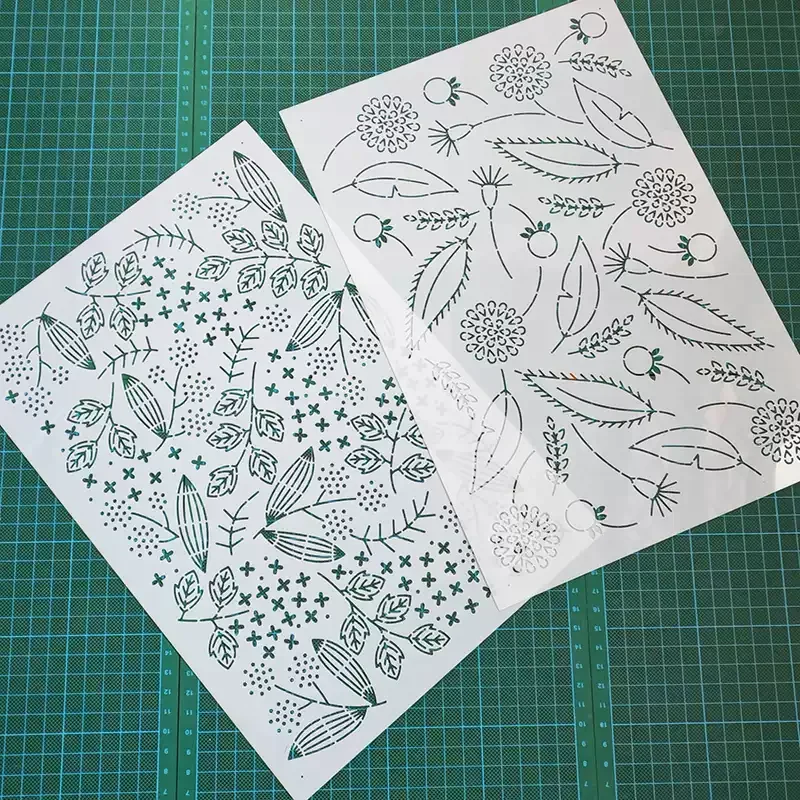 Flowers and Plants Series large tracing soft Quilting Templates Sashiko Stencils Reusable PET drawing formwork for Embroidery - view 3