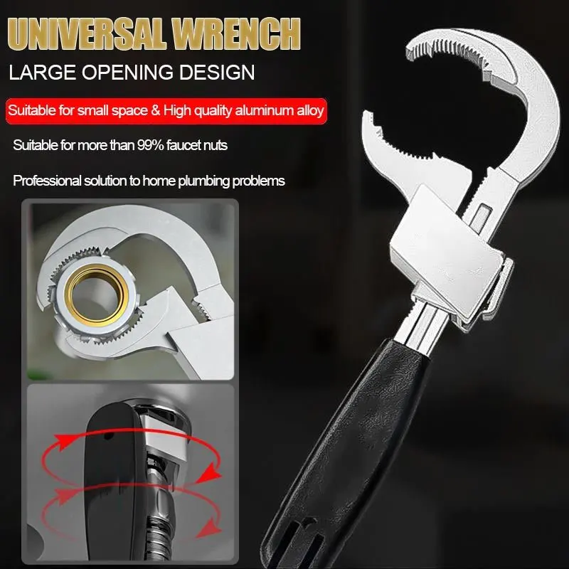 

Universal Adjustable Double-ended Wrench Sink Bathroom Wrench Anti-Slip Faucet sewer installation maintenance tools dropshipping