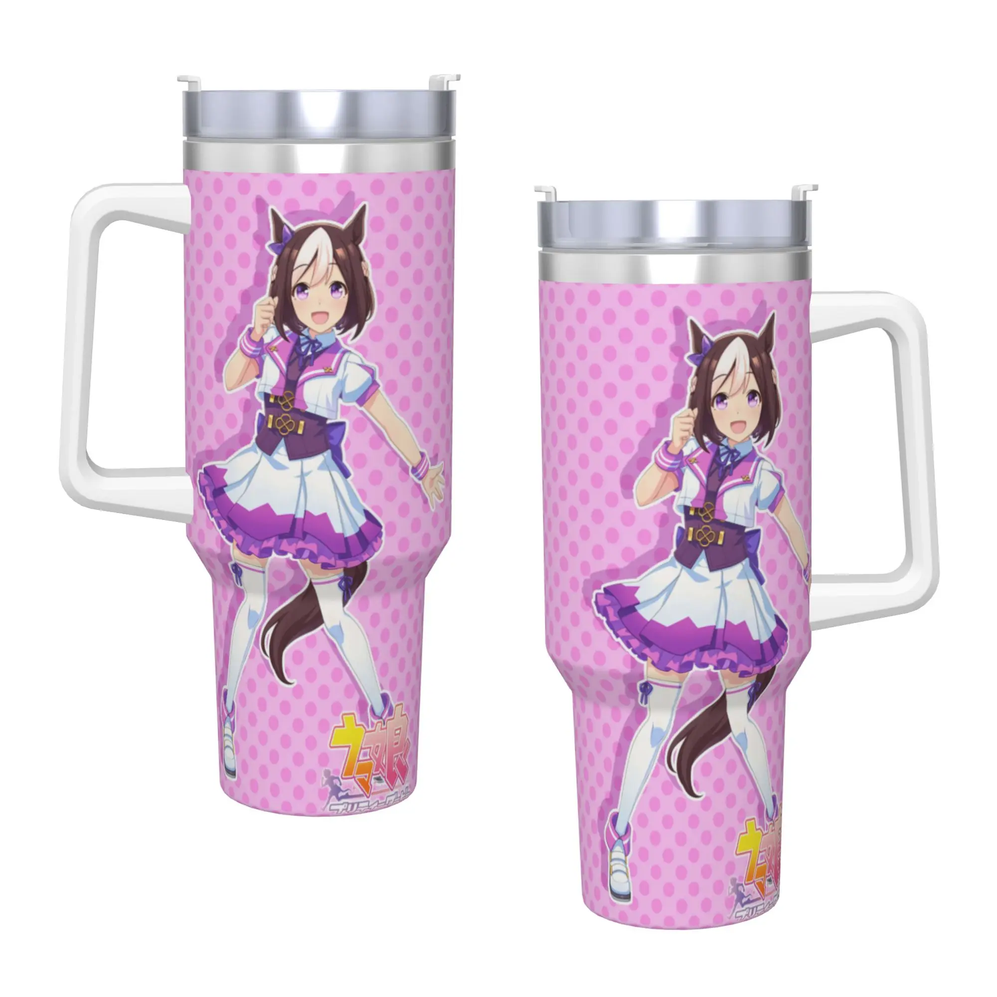 Special Week UmaMusume Pretty Derby Stainless Steel Tumbler  Camping Thermal Mug With Straws and Lid  Mugs Cup Cold Drink Bottle