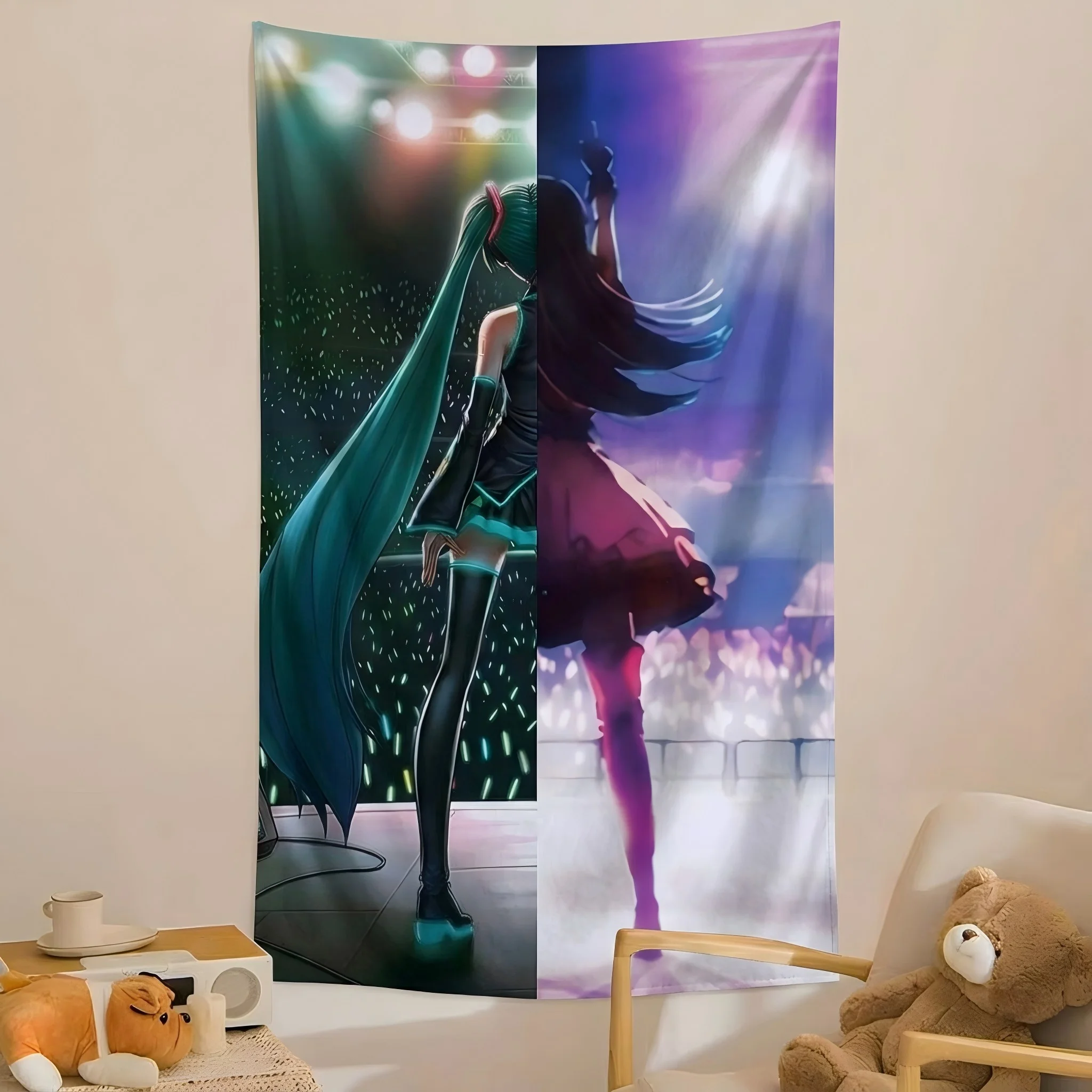 Anime Tapestry Split Concert Stage Idol Girl Wall Hanging Aesthetic Bedroom Dorm Room Decor Background Cloth Vocaloid Otaku Home