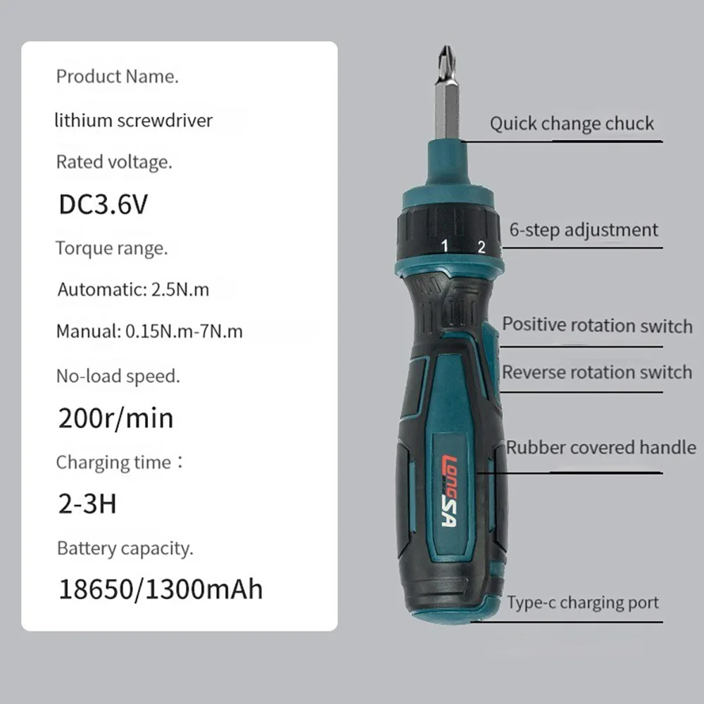 Large Torque Electric Screwdriver 0.15-7 Nm Manual Tool Ratchet Screwdriver Set Mini Electric Drill Hand Tools With Flashlight