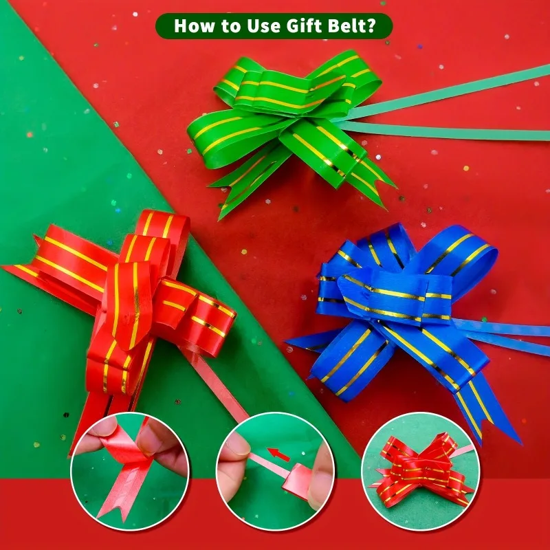 10/30/60PCS Solid Color Bow Colorful Ribbons DIY Gift Packaging Decoration Christmas Wedding Birthday Party Gift Decoration