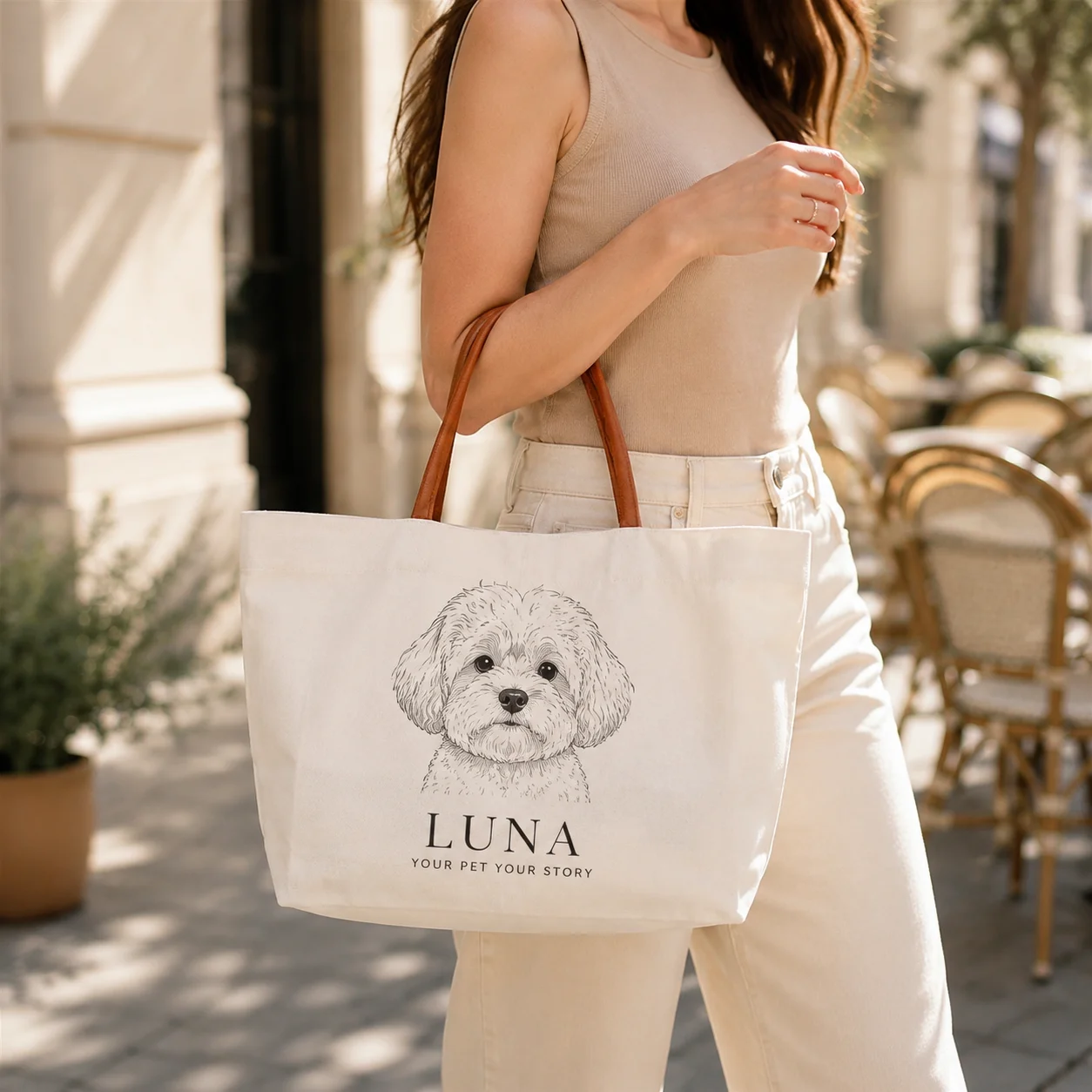 Customized Canvas Tote Bag Design Name Your Text Photo Logo Casual Shoulder Handbag Large Capacity for Daily Shopping Carry Bags