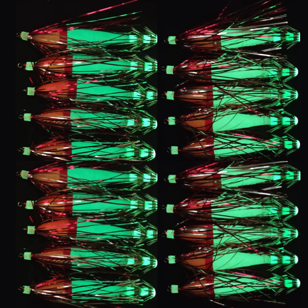 10pcs UV Horizontal Squid Jig Egi Set 10cm Luminous Glow Tinsel Skirt Sea Cuttlefish Octopus Saltwater Boat Fishing Lure Bait gallery 2