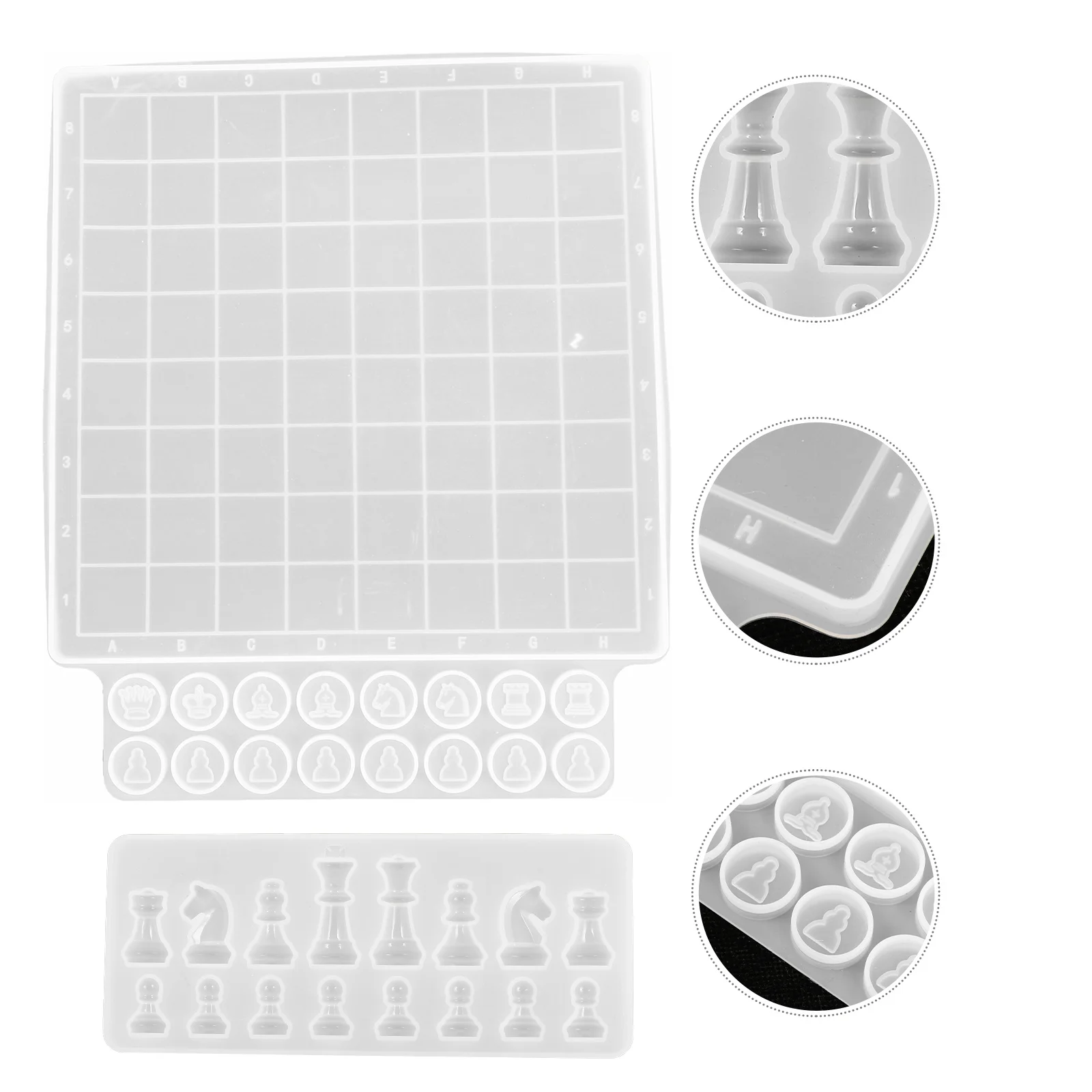 

2pcs Silicone Mold High Transparency Resin Chess Piece Mold Casting Set For Diy Chess Pieces Epoxy Crafts Durable