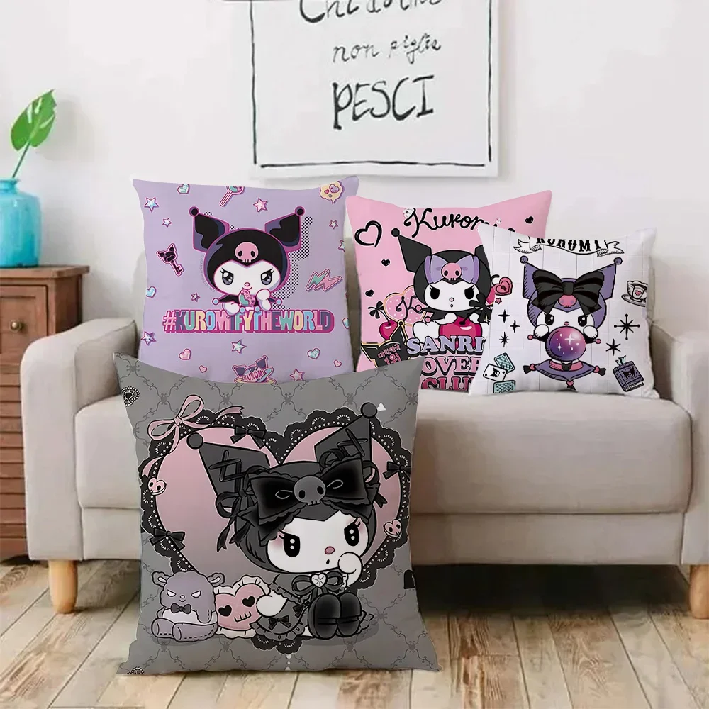 حار الكرتون Kawaii Kuromis وسادة تغطي الكرتون أريكة ديكور المنزل الطباعة على الوجهين قصيرة أفخم لطيف غطاء الوسادة #2
