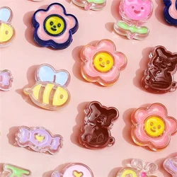 CH22 Cute Cartoon Acrylic Animals Bead Kawaii Oil Dripping Beaded DIY Straight Hole Bead Mobile Phone Chain Manual Accessories