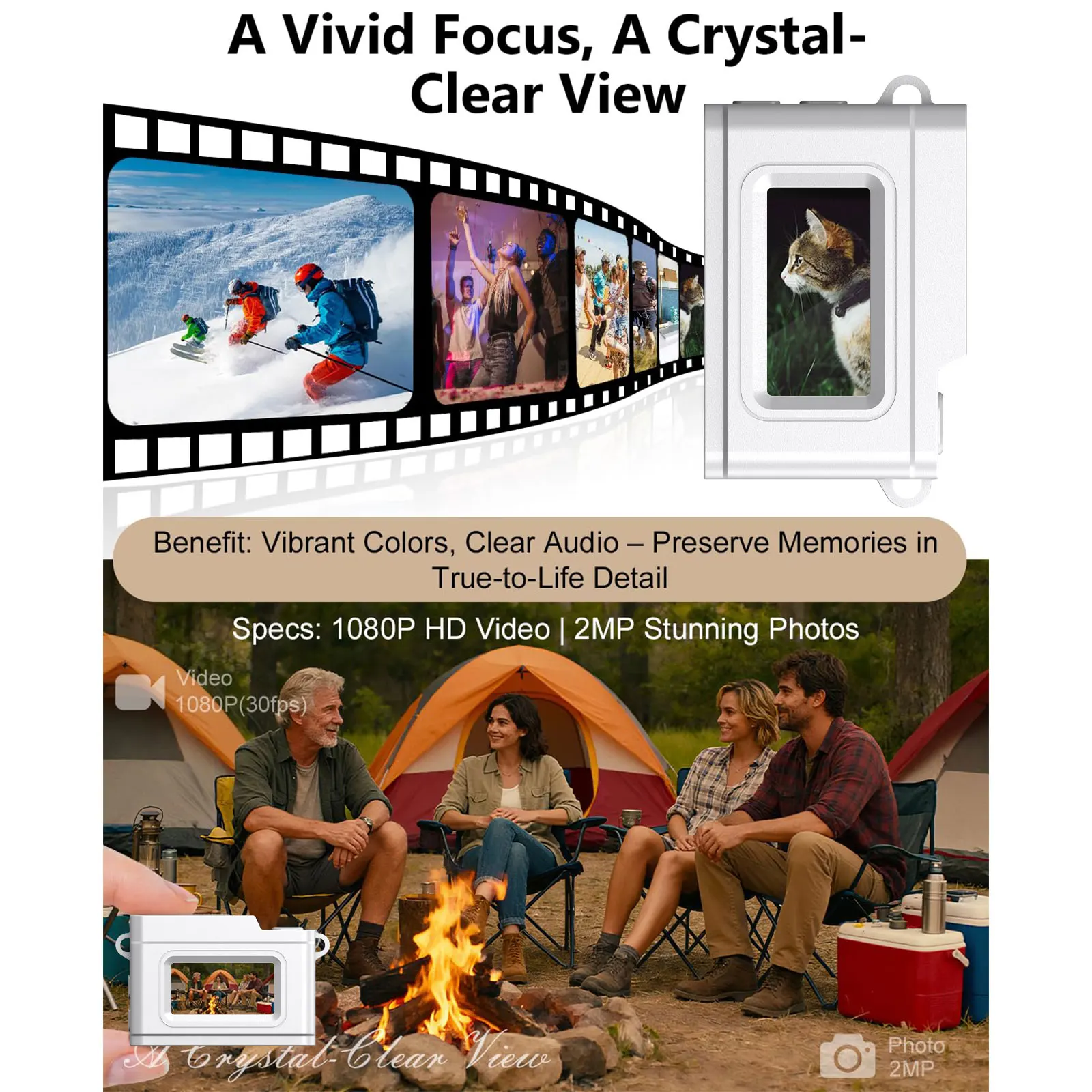 Fotocamera digitale 1080P HD Retro 0,96 pollici pollice studente indossabile mini fotocamera portatile con collana adatta per il regalo