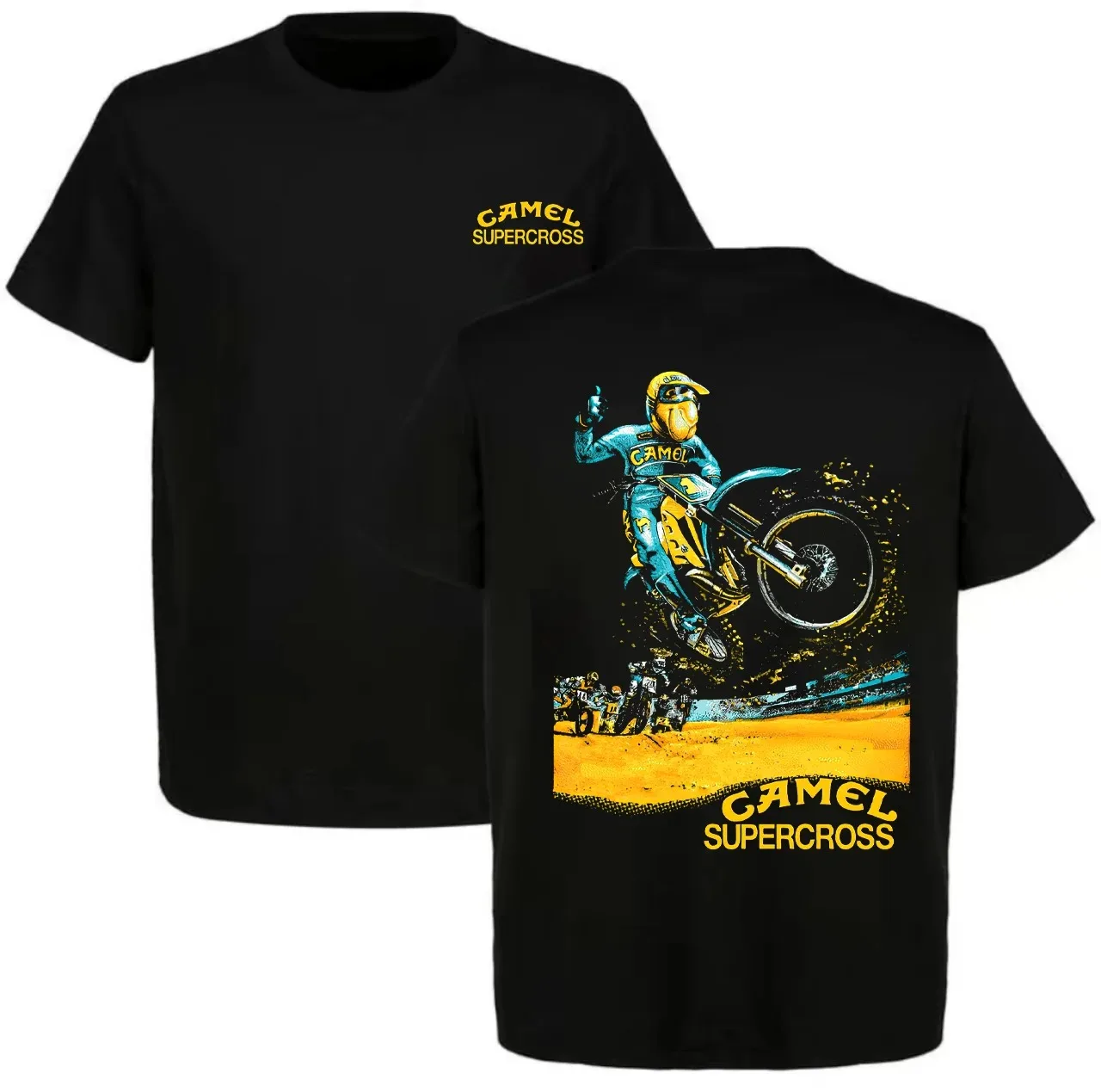T-shirt Oversize Imprimé Camel Supercross 2026 – Collection Été Luxe Décontracté en Coton pour Homme et Femme – Style Streetwear Y2K