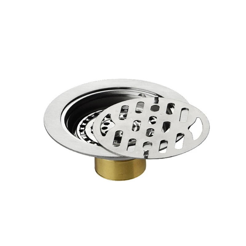 304 Stainless Steel Drainer Floor Strainer 11.1x11.1cm SUS304 Round Bathroom Floor Drain Waste Grate