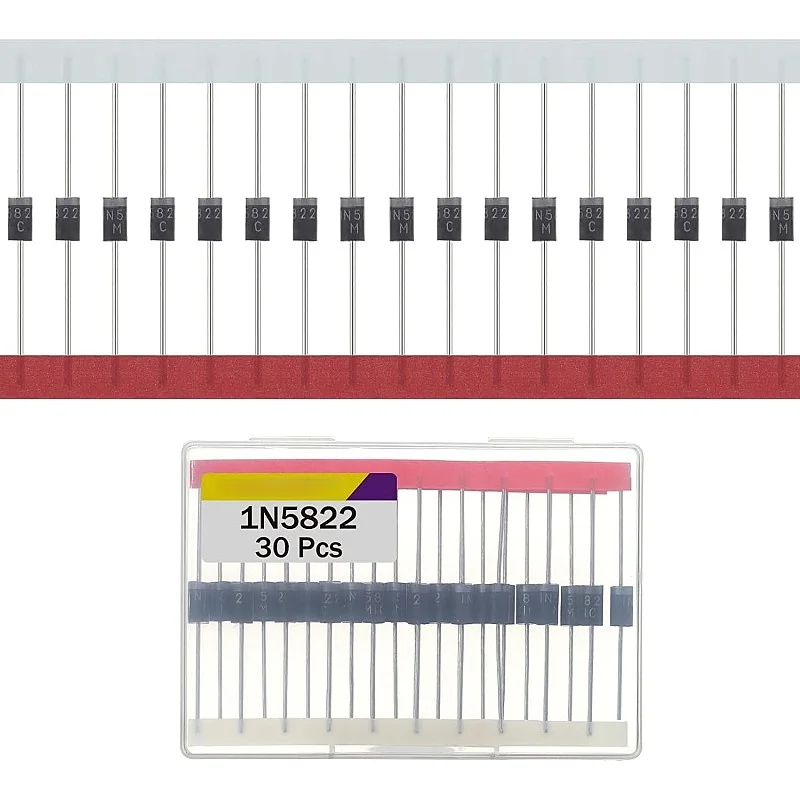 

1N5822 Schottky Diode Rectifier Diode 3A 40V IN5822 5822 Axial Diodes DO-201AD 3 Amp 40 Volt Silicon Diodes Pack of 30