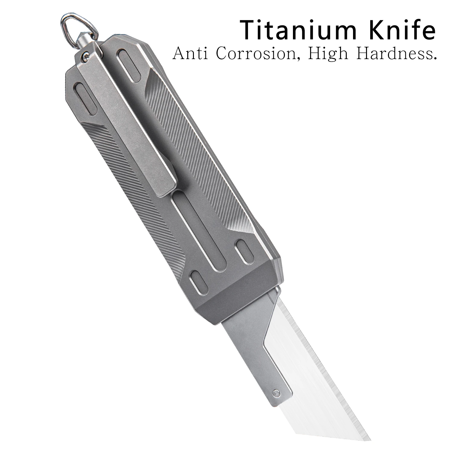 Imagem -02 - Titanium Alloy Push And Pull Art Knife Trapezoid Blade Substituição Edc Outdoor Survival Tool Cortador Portátil Auto-seguro