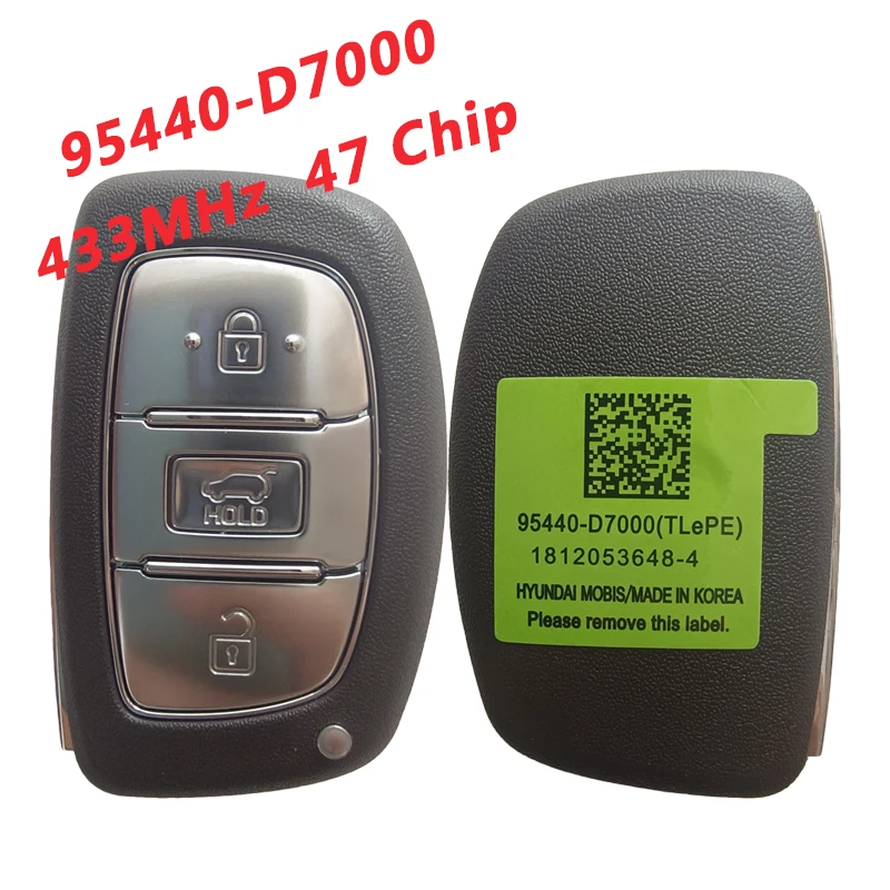 

AK020111 Original For Hyundai Tucson Smart Remote Key 3 Button 433MHz 47 Chip HITAG3 PN 95440-D7000 FOB-4F11