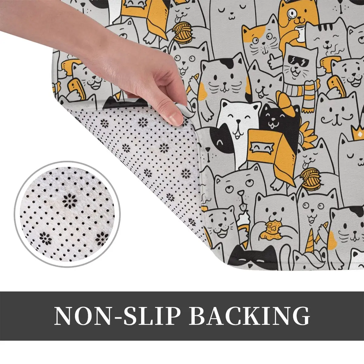 Cute Kitten Cat Pattern Anti-slip Doormat Floor Mat Water oil proof Carpet Rug for Kitchen Entrance Home Living room Footpad Mat